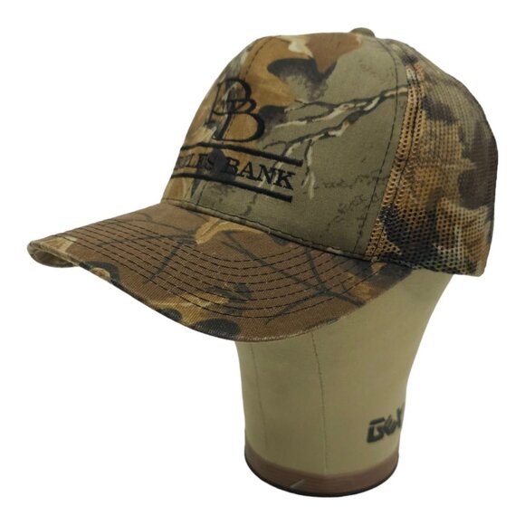 Peoples Bank Embroidered Camo Mesh Snapback Cap Trucker Hunter Baseball Hat - Picture 3 of 13